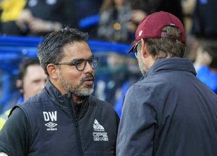 20th October 2018, John Smith s Stadium, Huddersfield, England; EPL Premier League football, Huddersfield versus Liverpool; Huddersfield Town Manager David Wagner welcomes Liverpool manager Jurgen Klopp to the game  ActionPlus12071563 ConorxMolloy