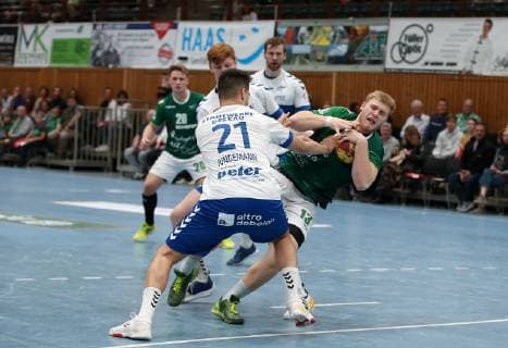 Lukas Siegler DJK Rimpar Wolves Philip Jungemann Dessau Rosslauer HV 06 Johannes Wasielewski Dessau Rosslauer HV 06 Florian Pfeiffer Dessau Rosslauer HV 06 Patrick Gempp DJK Rimpar Wolves DKB 2 Handball Bundesliga DJK Rimpar Wolves Dessau Rosslauer HV 06 xfsx