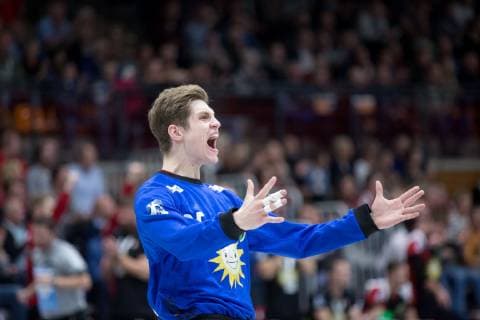 Luebbecke Germany 20 10 2018 2 HBL 2018 2019 TuS N Luebbecke vs HBW Balingen Weilstetten Goalkeeper Joel Birlehm Luebbecke Luebbecke North Rhine Westphalia Germany Merkur Arena