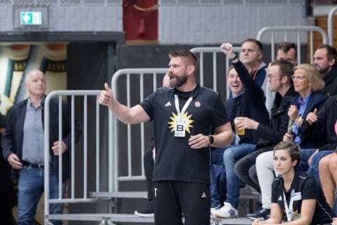 Luebbecke Germany 20 10 2018 2 HBL 2018 2019 TuS N Luebbecke vs HBW Balingen Weilstetten Coach Aaron Ziercke Luebbecke Luebbecke North Rhine Westphalia Germany Merkur Arena