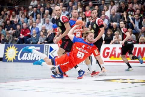 Luebbecke Germany 20 10 2018 2 HBL 2018 2019 TuS N Luebbecke vs HBW Balingen Weilstetten M Christoph Foth Balingen Weilstetten Luebbecke North Rhine Westphalia Germany Merkur Arena