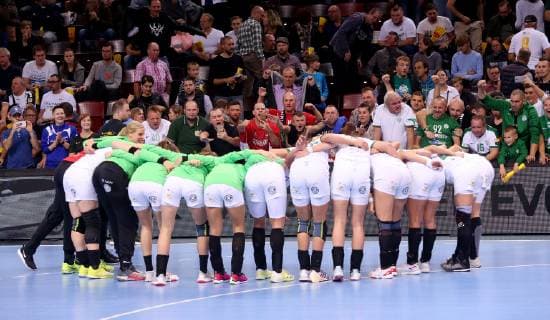 BAU 21 10 2018 Ludwigsburg Handball SG BBM Bietigheim vs FTC Rail Cargo Hungaria the fans of Hungaria cheer with their team