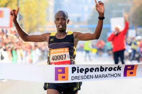 Piepenbrock 20 Dresden Marathon Edwin Kosgei KEN wins the marathon Dresden Sachsen Germany
