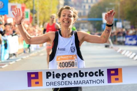 Piepenbrock 20 Dresden Marathon Sandra Boitz GER Leipzig wins the marathon at the women Dresden Saxony Germany