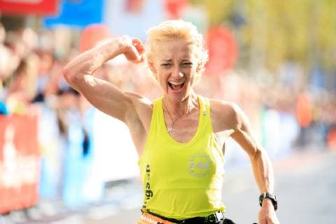 Piepenbrock 20 Dresden Marathon Angela Mösch GER of love greetings Deiringen is second in the womens marathon Dresden Saxony Germany