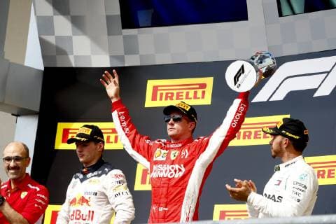 Motorsports: FIA Formula One World Championship WM Weltmeisterschaft 2018; Grand Prix; United States, FORMULA 1 PIRELLI 2018 UNITED STATES GRAND PRIX , Circuit of The Americas 7 Kimi Raikkonen (FIN, Scuderia Ferrari), 7 Kimi Raikkonen (FIN, Scuderia Ferrari), 44 Lewis Hamilton (GBR, Mercedes AMG Petronas F1 Team), 33 Max Verstappen (NDL, Red Bull Racing), Austin United States