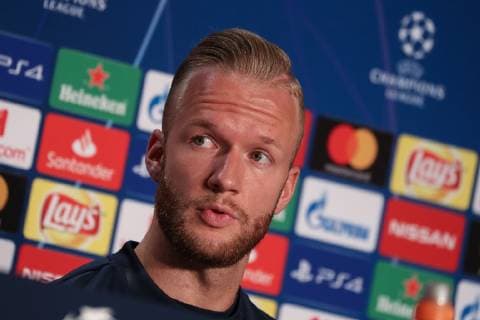 Kevin Vogt Hoffenheim 22 at the Press Conference PK Press Conference Press Conference Media Session Single Action Action Football UEFA Champions League Press Conference TSG 1899 Hoffenheim xozx