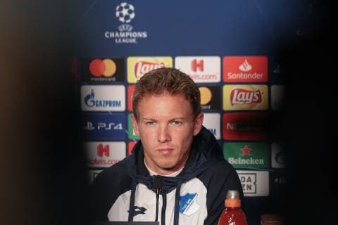 Julian Nagelsmann Coach Head Coach Hoffenheim Single Action Action at the Press Conference PK Press Conference Press Date Media Portrait Portrait Portrait Football UEFA Champions League Press Conference TSG 1899 Hoffenheim xozx