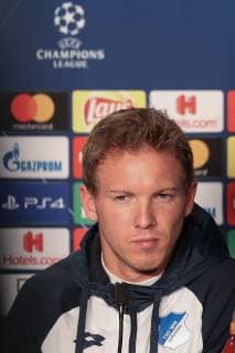 Julian Nagelsmann Coach Head Coach Hoffenheim Single Action Action at the Press Conference PK Press Conference Press Date Media Portrait Portrait Portrait Football UEFA Champions League Press Conference TSG 1899 Hoffenheim xozx