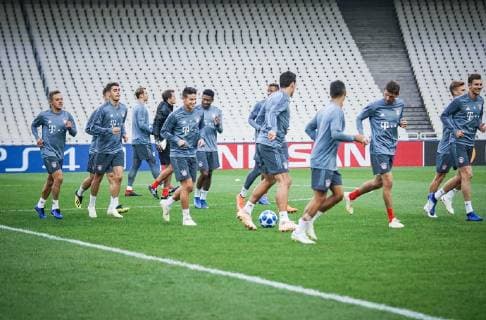 Rafinha 13 FC Bayern Munich James Rodriguez 11 FC Bayern Munich Mats Hummels 5 FC Bayern Munich Thomas Mueller 25 FC Bayern Munich AEK Athens vs Bayern Munich Soccer Preliminary Round Champions League 22 10 2018 Athens Athens Greece Copyright: xkolbert-press GiannisxAlexopoulosx