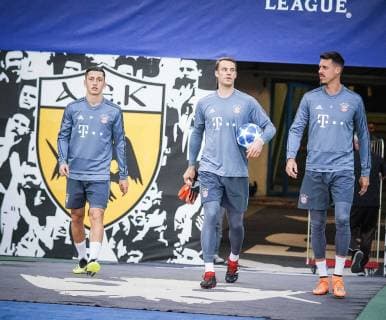 Manuel Neuer 1 Bayern Muenchen Sandro Wagner 2 Bayern Muenchen Training AEK Athens vs Bayern Munich Soccer Preliminary Round Champions League 22 10 2018 Athens Athens Greece Copyright: xkolbert-press GiannisxAlexopoulosx