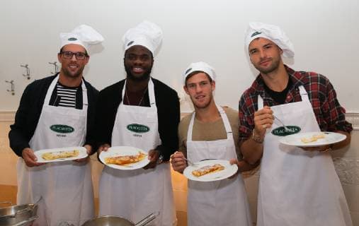 TENNIS - ATP Tennis Herren Erste Bank Open VIENNA,AUSTRIA,22.OCT.18 - TENNIS - ATP World Tour, Erste Bank Open. Image shows Mike Bryan (USA), Frances Tiafoe (USA), Diego Schwartzman (ARG) and Grigor Dimitrov (BUL). GEPAxpictures xPhilippxBrem