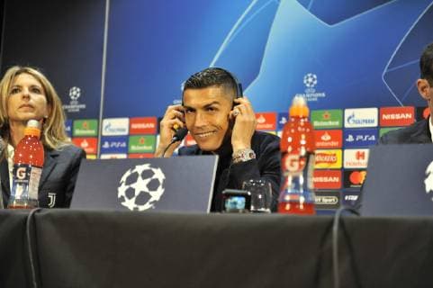 Fu?ball, CL, Juventus Turin Pressekonferenz Juventus press conference PK Pressekonferenz Cristiano Ronaldo during the Juventus press conference at Old Trafford, Manchester Content Not Available For UK Newspapers Copyright: xStefanoxGnechx FIL-12441-0003
