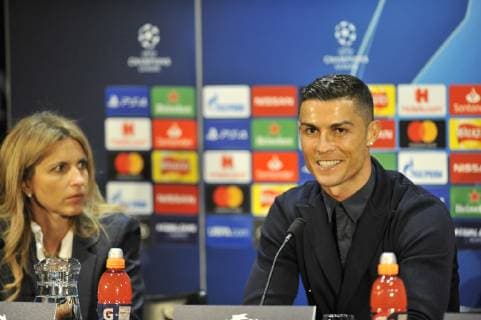 Fu?ball, CL, Juventus Turin Pressekonferenz Juventus press conference PK Pressekonferenz Cristiano Ronaldo during the Juventus press conference at Old Trafford, Manchester Content Not Available For UK Newspapers Copyright: xStefanoxGnechx FIL-12441-0013