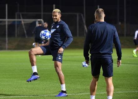 22 10 2018 xmeix Football UEFA Champions League Press Conference Final training TSG 1899 Hoffenheim Olympique Lyon emporer Joelinton TSG 1899 Hoffenheim DFL DFB REGULATIONS PROHIBIT ANY USE OF PHOTOGRAPH as IMAGE SEQUENCES and or QUASI VIDEO Sinsheim prio:1