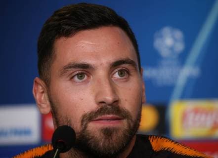 Galatasaray s Football Team player Sinan Gumus gives a press conference PK Pressekonferenz on the eve of the team s a day before their UEFA Champions League match against Schalke on October 23 , 2018 in Istanbul , Turkey. 
