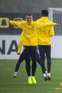 23 10 2018 xkvx Football UEFA Champions League Borussia Dortmund Training emporer l Jacob Bruun Larsen BV Borussia Dortmund Raphael Guerreiro Borussia Dortmund DFL DFB REGULATIONS PROHIBIT ANY USE OF PHOTOGRAPH as IMAGE SEQUENCES and or QUASI VIDEO Dortmund