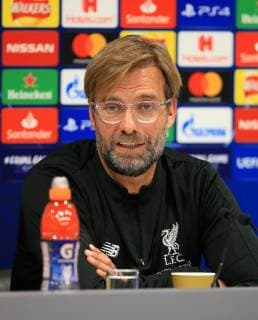 23rd October 2018, Anfield, Liverpool, England; UEFA Champions League football, Liverpool versus Red Star Belgrade press conference PK Pressekonferenz Liverpool manager Jurgen Klopp answers a question during the press conference ahead of tomorrow s group match  ActionPlus12072416 DavidxBlunsden