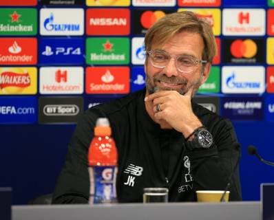 23rd October 2018, Anfield, Liverpool, England; UEFA Champions League football, Liverpool versus Red Star Belgrade press conference PK Pressekonferenz Liverpool manager Jurgen Klopp considers a question during the press conference ahead of tomorrow s group match  ActionPlus12072418 DavidxBlunsden