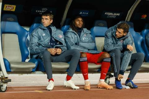 Greece Athens 22 10 2018 UEFA Champions League 2018 19 Season Preliminary Round Group Stage Group E 3 Gameday AEK Athens FC Bayern Muenchen Thomas Mueller FCB Renato Sanches FCB Leon Goretzka FCB on the bench DeFodi048