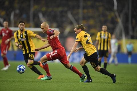 AEK Athens v Bayern Munchen Arjen Robben of Bayern Munchen in action during the UEFA Champions League Group E football match between AEK Athens v Bayern Munchen at OAKA Stadium in Athens, Greece on October 23, 2018 Copyright: xAlexxNicodimx