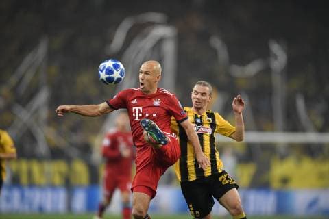AEK Athens v Bayern Munchen Arjen Robben of Bayern Munchen in action during the UEFA Champions League Group E football match between AEK Athens v Bayern Munchen at OAKA Stadium in Athens, Greece on October 23, 2018 Copyright: xAlexxNicodimx