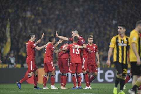 AEK Athens v Bayern Munchen Robert Lewandovski celebrates after scores during the UEFA Champions League Group E football match between AEK Athens v Bayern Munchen at OAKA Stadium in Athens, Greece on October 23, 2018 Copyright: xAlexxNicodimx