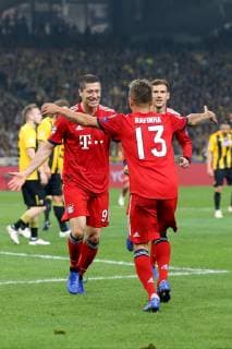 Robert Lewandowski Bayern Munich 9 Rafinha Bayern Muenchen 13 rejoicing after 0 2 AEK Athens vs Bayern Munich Muenchen Champions League Group Stage 23 10 2018 AEK Athens vs Bayern Munich Muenchen Champions League Group Stage 23 10 2018 Athens Copyright: xLanger Eibner-Pressefotox EP_HLR