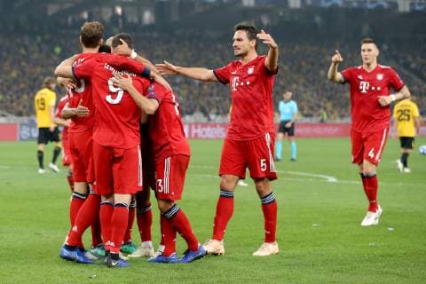 Cheers after the 0 2 by Robert Lewandowski Bayern Munich 9 AEK Athens vs Bayern Munich Muenchen Champions League Group Stage 23 10 2018 AEK Athens vs Bayern Munich Muenchen Champions League Group Stage 23 10 2018 Athens Copyright: xLanger Eibner-Pressefotox EP_HLR