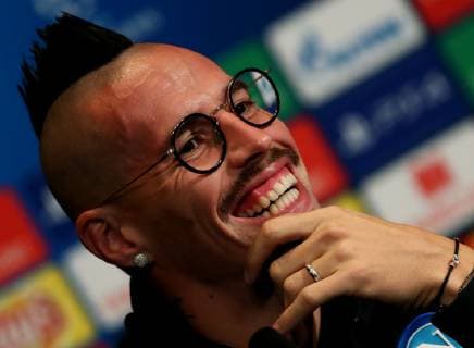 Sport Bilder des Tages October 23, 2018 - Paris, France - SSC Napoli press conference PK Pressekonferenz : UEFA Champions League Group C .Napoli captain Marek Hamsik at Parc des Princes in Paris, France on October 23, 2018. SSC Napoli Training Session And Press Conference  - ZUMAn230 20181023_zaa_n230_278 Copyright: xMatteoxCiambellix