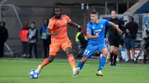 v li Tanguy Ndombele Lyon 28 Andrej Kramaric Hoffenheim 27 Action Action Game Scene Soccer UEFA Champions League TSG 1899 Hoffenheim Olympique Lyon xozx