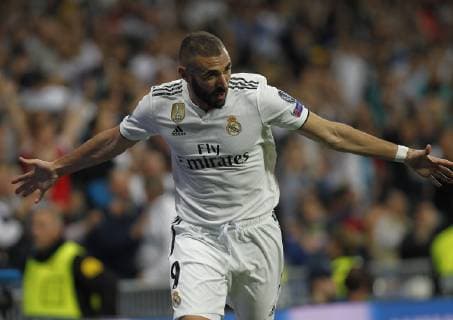 Soccer match between Real Madrid and Viktoria Plzen of the Champions League 2018 2019 held at the Santiago Bernabeu stadium in Madrid Photo Jose Cuesta 261 Cordon Press Karim Benzema celebrates after scoring  xJosexLuisxCuestax xx