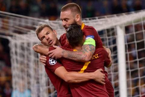 Esultanza dopo il gol di Edin Dzeko Roma. Goal celebration. Roma 23-10-2018 Stadio Olimpico Football Calcio UEFA Champions League 2018 2019 AS Roma - CSKA Moscow Foto Antonietta Baldassarre Insidefoto AntoniettaxBaldassarre
