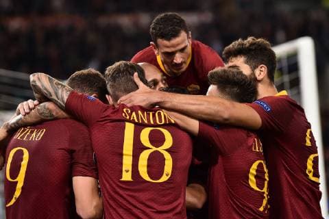 As Roma 23 10 2018 - Champions League Roma-Cska Mosca foto Antonello Sammarco Image nella foto: esultanza gol Edin Dzeko 