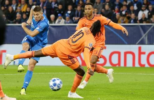 Sinsheim Football Champions League TSG Hoffenheim vs. Olympique Lyon Goal to the 2 1 left scorer Andrej Kramaric Hoff Bertrand Traore Lyon
