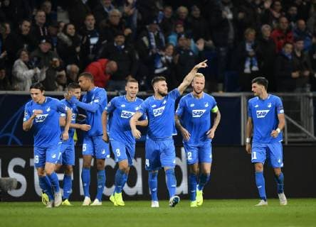 Goal to 2 1 Andrej Kramaric TSG 1899 Hoffenheim Torjubel with Ermin Bicakcic TSG 1899 Hoffenheim Gesture Gesture TSG 1899 Hoffenheim vs Olympique Lyon Champions League CL Group Stage 23 10 2018 DFL REGULATIONS PROHIBIT ANY USE OF PHOTOGRAPH AS IMAGE SEQUENCES AND OR QUASI VIDEO TSG 1899 Hoffenheim vs Olympique Lyon