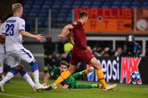 Photo Alfredo Falcone - LaPresse23 10 2018 Roma (Italy SoccerRoma - Cska MoscaUefa Champions League 2018 2019 - Olimpico Stadium of RomaIn the pic:gol dzeko  Copyright: xAlfredoxFalcone LaPresse ALFREDOx