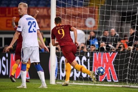 Photo Alfredo Falcone - LaPresse23 10 2018 Roma (Italy SoccerRoma - Cska MoscaUefa Champions League 2018 2019 - Olimpico Stadium of RomaIn the pic:gol dzeko  Copyright: xAlfredoxFalcone LaPresse ALFREDOx