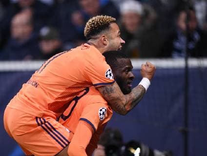 FOOTBALL CHAMPIONS LEAGUE SEASON 2018 2019 GROUP PHASE TSG 1899 Hoffenheim Olympique Lyon 23 10 2018 JUBLE Olympique Lyon Memphis Depay and goalkeeper for 2 2 Tanguy Ndombele