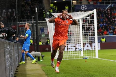 23 10 2018 xtvx Football UEFA Champions League TSG 1899 Hoffenheim Olympique Lyon emspor v l Goal scored Goal scored for 2 3 Memphis Depay Olympique Lyon Goal celebration Goal scoring DFL DFB REGULATIONS PROHIBIT ANY USE OF PHOTOGRAPH as IMAGE SEQUENCES and or QUASI VIDEO Sinsheim