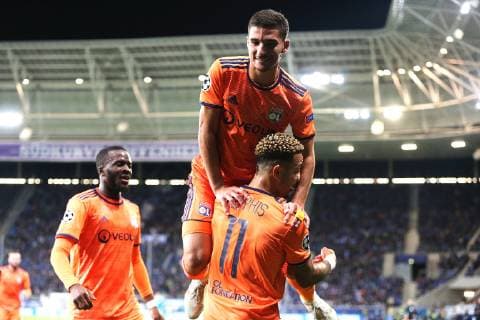 23 10 2018 xtvx Football UEFA Champions League TSG 1899 Hoffenheim Olympique Lyon emspor v l Goal scored Goal scored for 2 3 Memphis Depay Olympique Lyon Goal celebration Goal scoring DFL DFB REGULATIONS PROHIBIT ANY USE OF PHOTOGRAPH as IMAGE SEQUENCES and or QUASI VIDEO Sinsheim