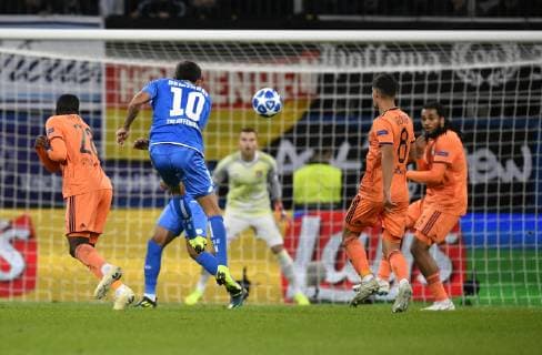 Goal shot action Goalkeeper penalty scene Goal space scene Kerem Demirbay TSG 1899 Hoffenheim TSG 1899 Hoffenheim vs Olympique Lyon Champions League CL Group stage 23 10 2018 DFL REGULATIONS PROHIBIT ANY USE OF PHOTOGRAPH AS IMAGE SEQUENCES AND OR QUASI VIDEO TSG 1899 Hoffenheim vs Olympique Lyon