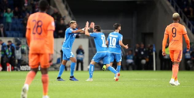 TSG 1899 Hoffenheim Olympique Lyon Germany Sinsheim 23 10 2018 Football UEFA Champions League Season 2018 2019 Matchday 3 TSG 1899 Hoffenheim Olympique Lyon Joelinton TSG 1899 Hoffenheim Jubilation Goal 3 3 Joelinton