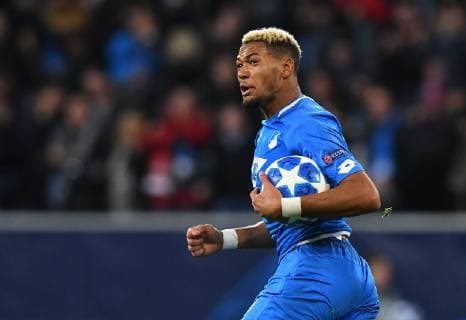 23 10 2018 xfux Football UEFA Champions League TSG 1899 Hoffenheim Olympique Lyon emporer Joelinton TSG 1899 Hoffenheim Torjubel Goal celebration celebrate the goal to 3 3 Sinsheim