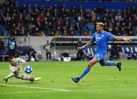 23 10 2018 xmeix Football UEFA Champions League TSG 1899 Hoffenheim Olympique Lyon emporer Olympique Lyons Anthony Lopes Joelinton TSG 1899 Hoffenheim DFL DFB REGULATIONS PROHIBIT ANY USE OF PHOTOGRAPH as IMAGE SEQUENCES and or QUASI VIDEO Sinsheim prio:1
