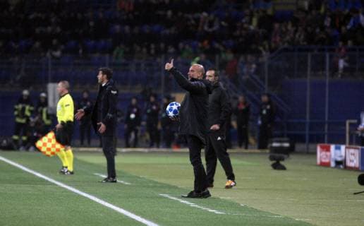 Fußball, CL, Schachtar Donezk - Manchester City Head coach of Manchester City FC Josep Guardiola (C) is pictured on the sideline during the UEFA Champions League Group F Matchday 3 game against FC Shakhtar Donetsk at the Metalist Stadium Regional Sports Complex, Kharkiv, northeastern Ukraine, October 23, 2018. Ukrinform. UCL: Shakhtar vs. Manchester City in Kharkiv  Copyright: xVyacheslavxMadiyevskyyx