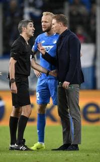 Coach Julian Nagelsmann TSG 1899 Hoffenheim angry at referee Referee Undiano Mallenco ESP Gesture Gesture TSG 1899 Hoffenheim vs Olympique Lyon Champions League CL Group stage 23 10 2018 DFL REGULATIONS PROHIBIT ANY USE OF PHOTOGRAPH AS IMAGE SEQUENCES AND OR QUASI VIDEO TSG 1899 Hoffenheim vs Olympique Lyon