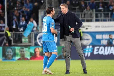 Nico Schulz Hoffenheim 16 Julian Nagelsmann Head coach Hoffenheim after the final whistle Football UEFA Champions League TSG 1899 Hoffenheim Olympique Lyon xozx