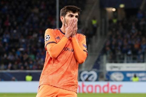 Martin Terrier Lyon 7 disappointed looking disappointment frustration disappointed pessimistic single action action action scene football UEFA Champions League TSG 1899 Hoffenheim Olympique Lyon xozx
