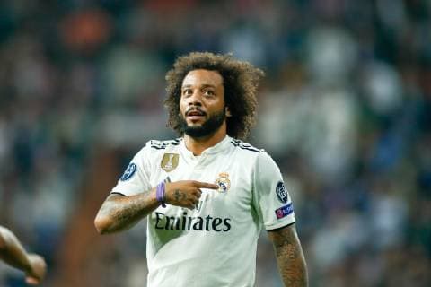 October 23, 2018 - Madrid, MADRID, SPAIN - Marcelo of Real Madrid celebrates the goal during the UEFA Champions League football match between Real Madrid and Viktoria Plzen on October 23th, 2018 at Santiago Bernabeu stadium in Madrid, Spain. Soccer: Champions League - Real Madrid v Viktoria Plzen - ZUMAa181 20181023_zaa_a181_168 Copyright: xAFP7x
